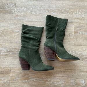 Charles David green suede slouch boots